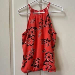 Coral and Brown Floral Tank Blouse | Express